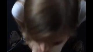 amateur girl on her knees sucking cock with CIM